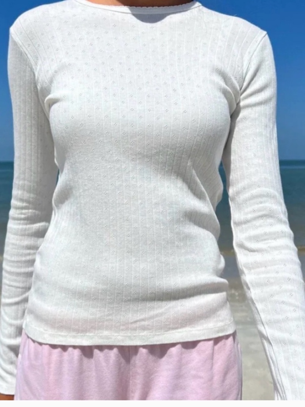 Brandy Melville Long Sleeve Eyelet Top.